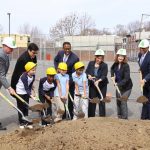 Principal Jenkins, Adaire Students and members of the SRC during the ground breaking ceremony for the new school yard.